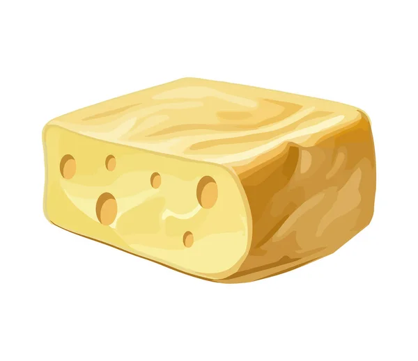 Čerstvé Svačinka Nakrájené Organické Čedar Sýr Ikona Izolované — Stockový vektor