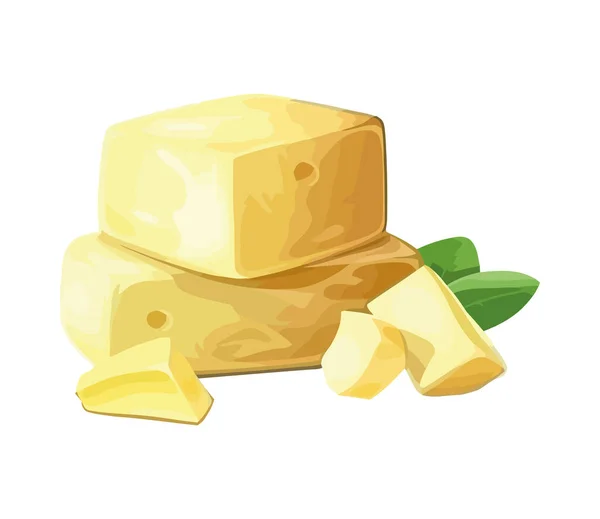 Kreslený Sýr Čerstvé Organické Jídlo Ikona Izolované — Stockový vektor