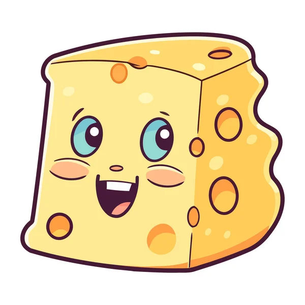 Cheesy Cheese Slice Brings Joy Happiness Icon Isolated — Stock Vector