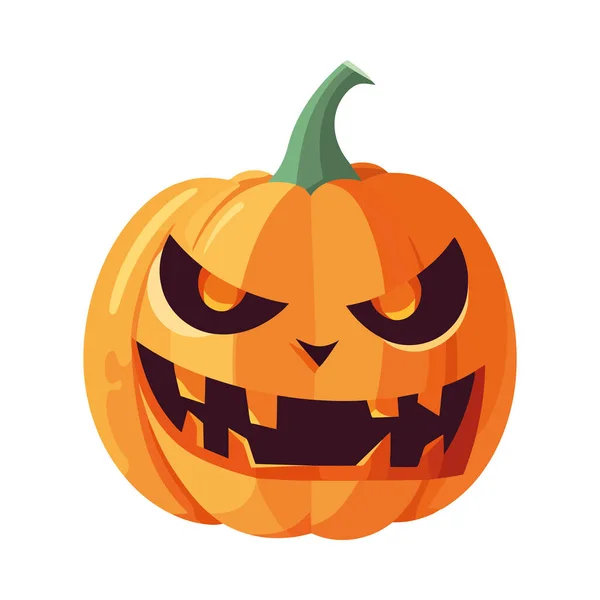 Sourire Citrouille Effrayant Halloween Icône Amusante Isolé — Image vectorielle