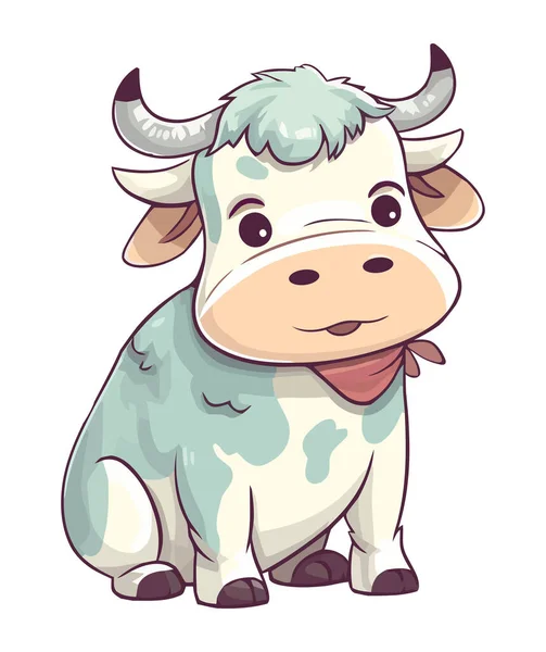 Cute Cartoon Cow Smiling Icon Isolated — Stock Vector