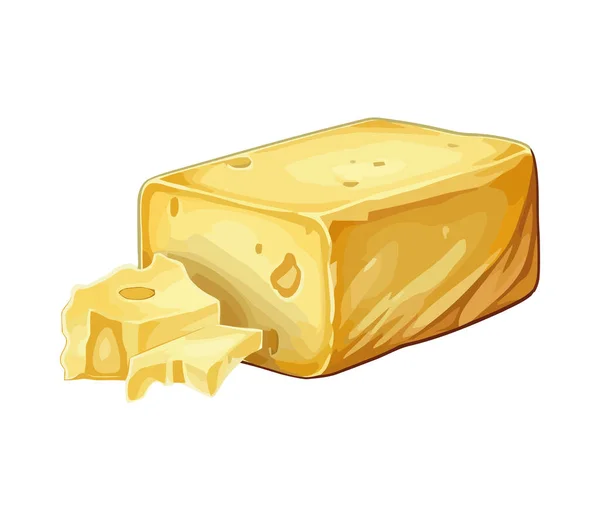 Čerstvé Gurmánské Čedar Sýr Plátek Ikona Izolované — Stockový vektor