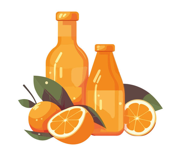 Fresh citrus fruit in a glass bottle icon isolated