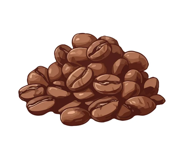 自然背景图上的新鲜咖啡豆图解被隔离 — 图库矢量图片