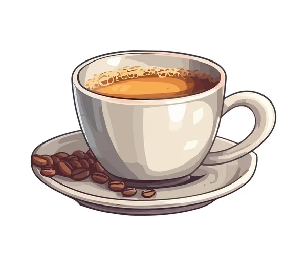 Heißer Kaffeebecher Mit Dampf Und Bohnenduft — Stockvektor