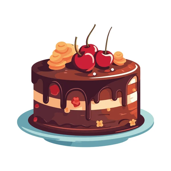 Изолированный Шоколадный Торт Свежей Ягодой — стоковый вектор