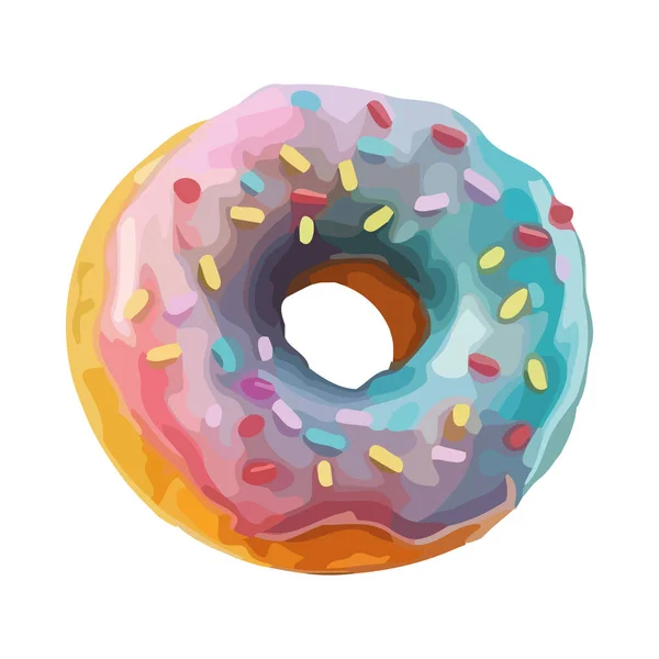 Изолированный Разноцветный Пончик Иконкой Глазури — стоковый вектор