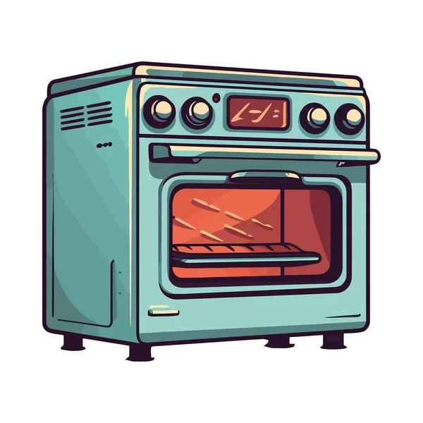 Microwave Kitchen Appliance Cute Kawaii Cartoon Stock Vector