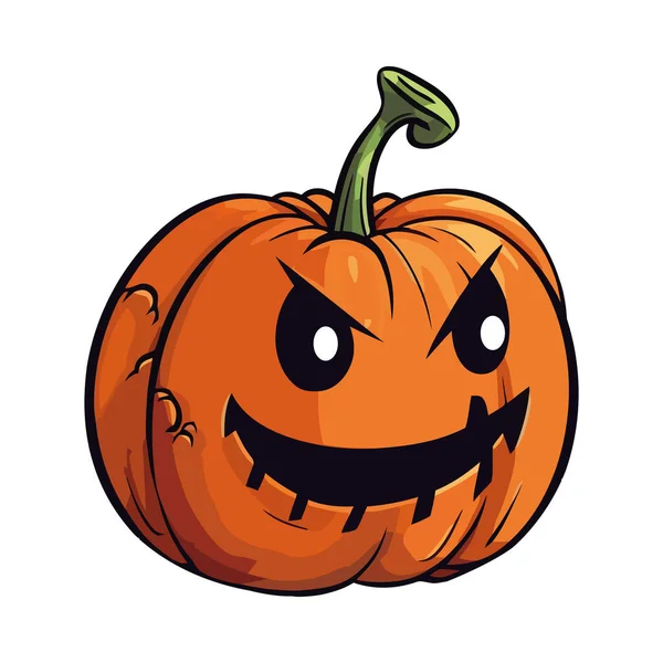 Smiling Pumpkin Mascot Halloween Symbol Fun Icon Isolated — Stock Vector