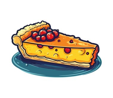 Taze meyve ikonu izole edilmiş tatlı turta dilimi.