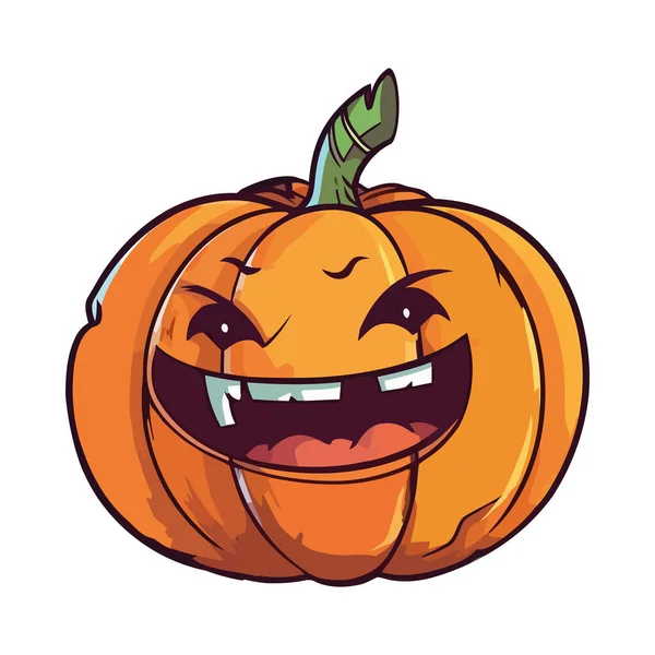 Cheerful Pumpkin Mascot Spooky Halloween Fun Icon Isolated — Stock Vector