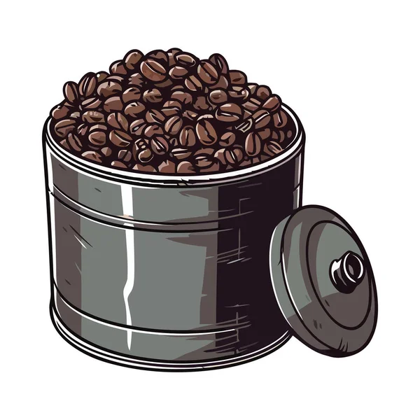 Gourmet Coffee Beans Metal Mug Icon Isolated — Stock Vector