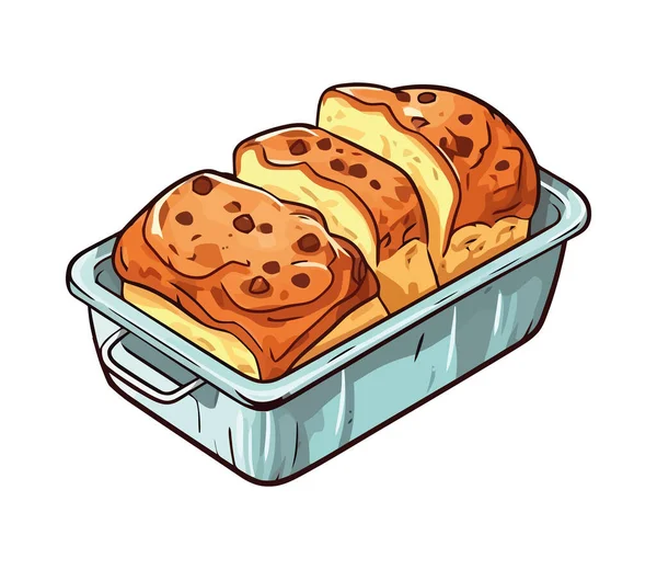 Изолированные Свежеиспеченные Хлеб Мясо Обед — стоковый вектор