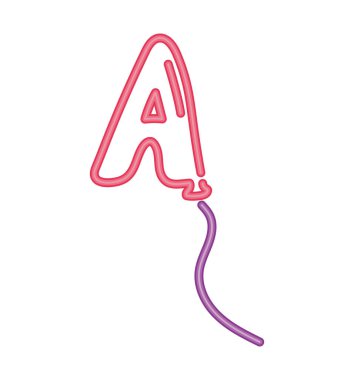 Neon bir helyum balonu vektörü izole edildi