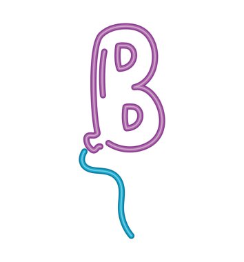 neon B helyum balonu vektörü izole edildi