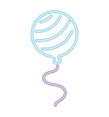 Neon doğum günü helyum balonu vektörü izole edildi