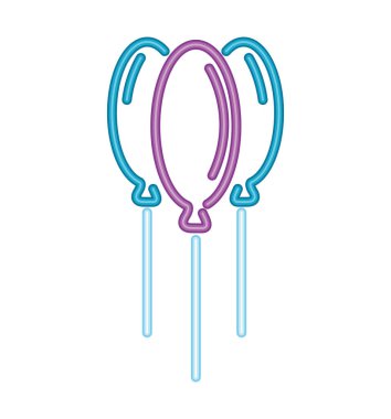 Neon helyum balonları vektörü izole edildi