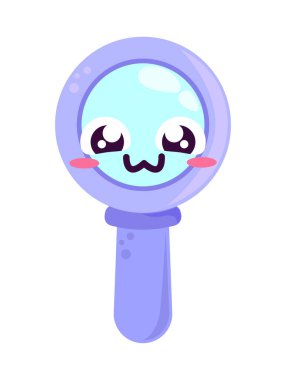 kawaii okulu loupe vektörü izole edildi