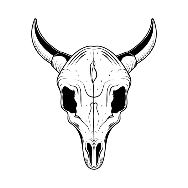 Vector Cráneo Vaca Negro Aislado — Vector de stock