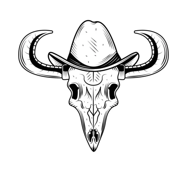 Cowboy Taureau Crâne Vecteur Isolé — Image vectorielle