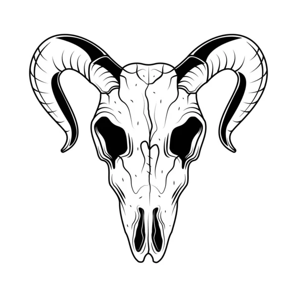 Negro Cabra Cráneo Vector Aislado — Vector de stock