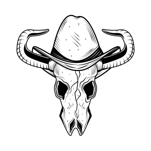 Cowboy Ocidental Touro Crânio Vetor Isolado — Vetor de Stock