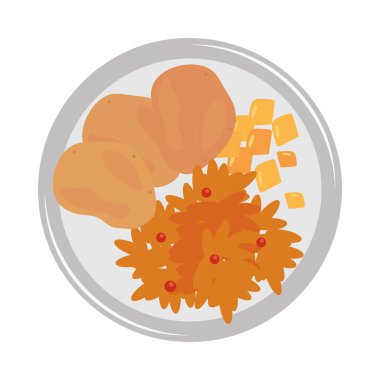 Hint yemek tabağı çizim vektörü izole edildi