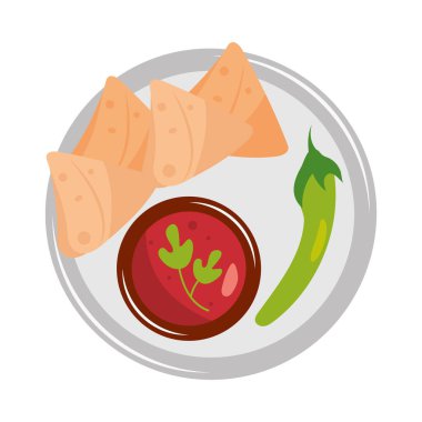 Hint yemek tabağı vektörü izole edildi