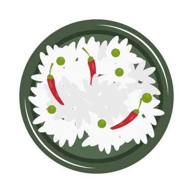 Hint yemeği pirinç illüstrasyon vektörü izole edildi