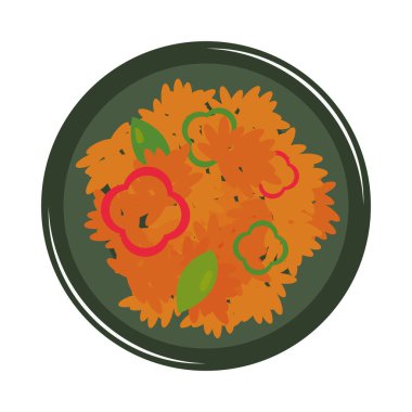 Hint yemeği pirinç vektörü izole edildi