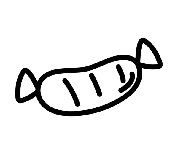 Sausage Food Doodle Icon Isolated — Stock vektor