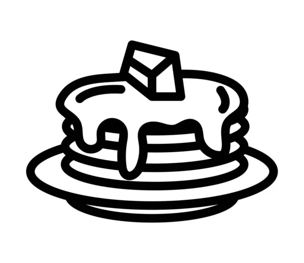 Pfannkuchen Essen Doodle Symbol Isoliert — Stockvektor