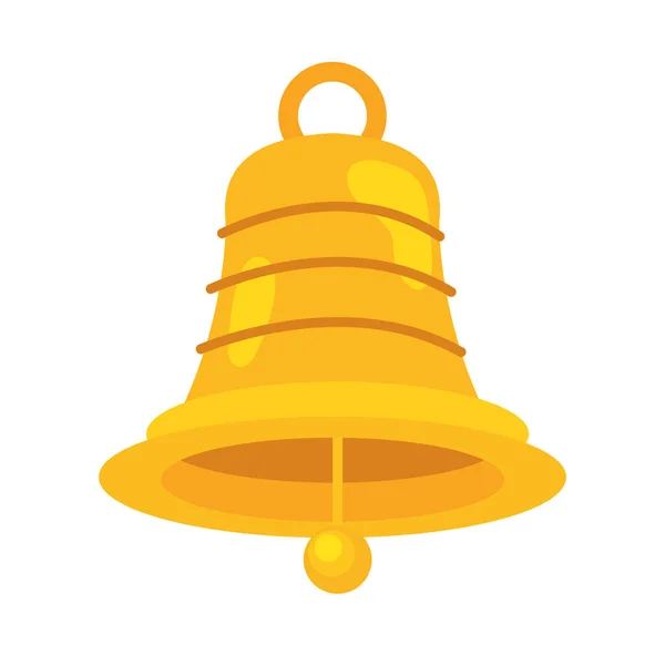 Golden Bell Hanging Bright Vector Isolated — Stock Vector