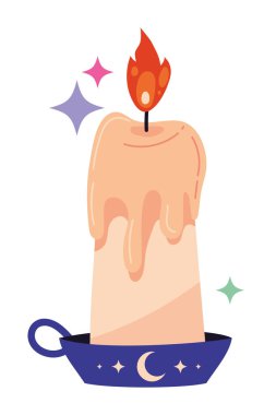 Ezoterik mum ve ay simgesi izole