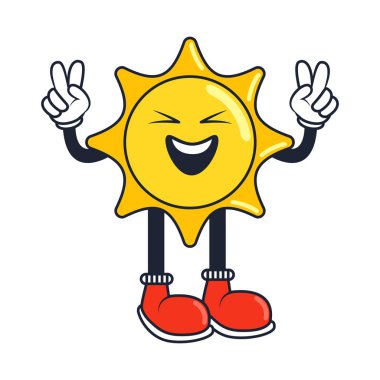 Hava durumu çizgi filmi güneş vektörü izole edildi