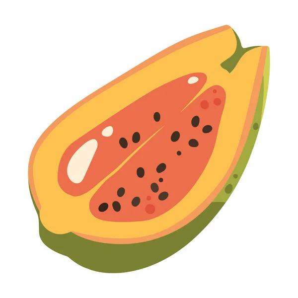 Papaya Icono Fruta Fresca Aislado — Vector de stock