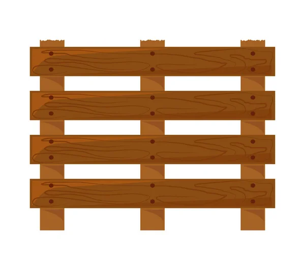 Garden Wood Fence Brown Antique Vector Isolated — Stock Vector