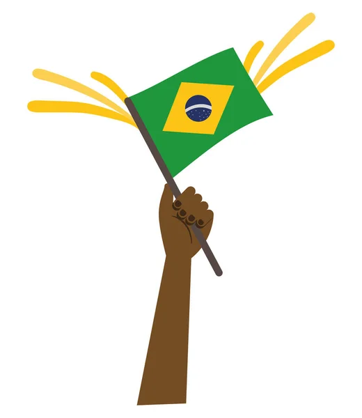 Brazil Dzień Uroczystości Ręka Wektorem Flagi Izolowane — Wektor stockowy