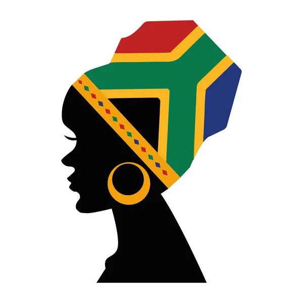 African Woman Profile Illustration Isolated — Stock Vector