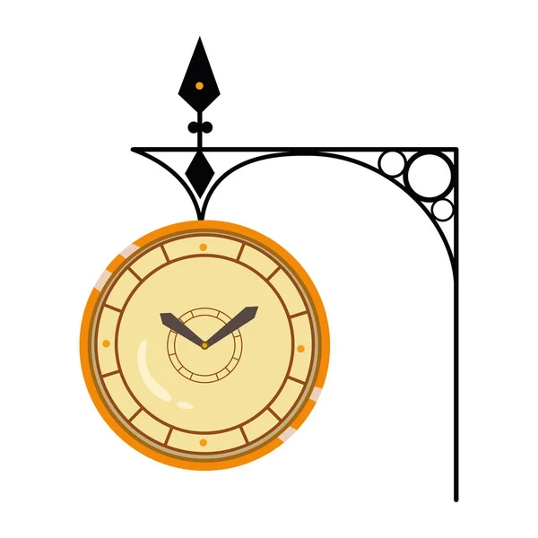 Relógio Dourado Rua Vetor Isolado — Vetor de Stock