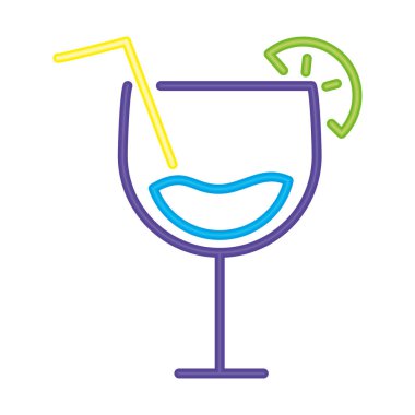 neon kokteyli mor cam vektörü izole edildi