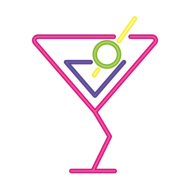 neon kokteyli pembe vektör izole edildi