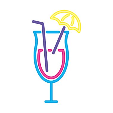 neon kokteyl illüstrasyon vektörü izole edildi