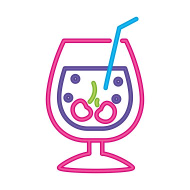 neon kokteyl cam çizim vektörü izole edildi