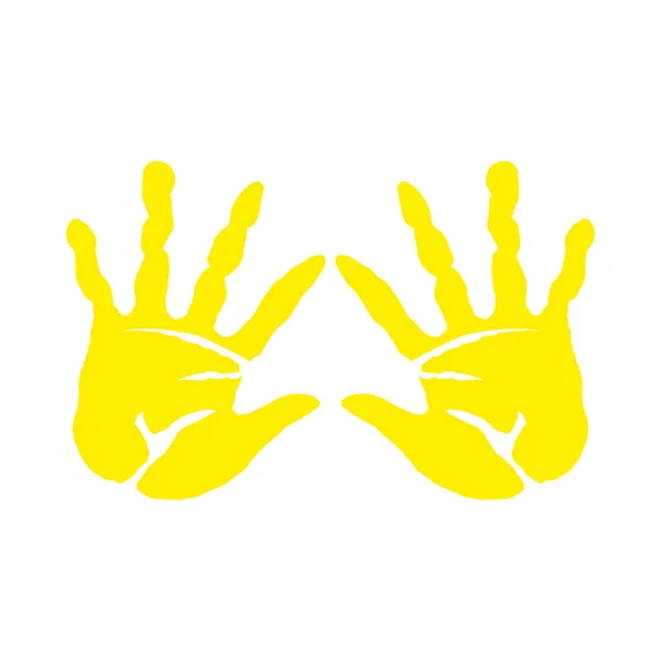 Handprint Paint Colors Yellow Vector Isolated — Stock Vector
