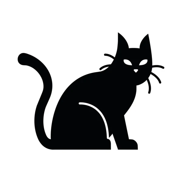 Halloween Cat Animal Silhouette Icon — Archivo Imágenes Vectoriales