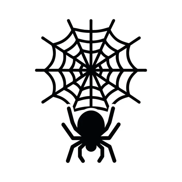 蜘蛛网中的蜘蛛在轮廓图标之间 — 图库矢量图片