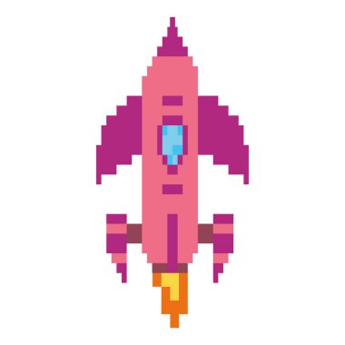 Savaş gemisi pikselleri pembe vektör izole