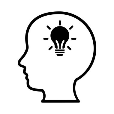 profil beyin simgesi ampul vektörü izole edildi