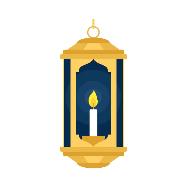Złoty Ramadan Lampa Świeca Ilustracja Wektor Izolowane — Wektor stockowy